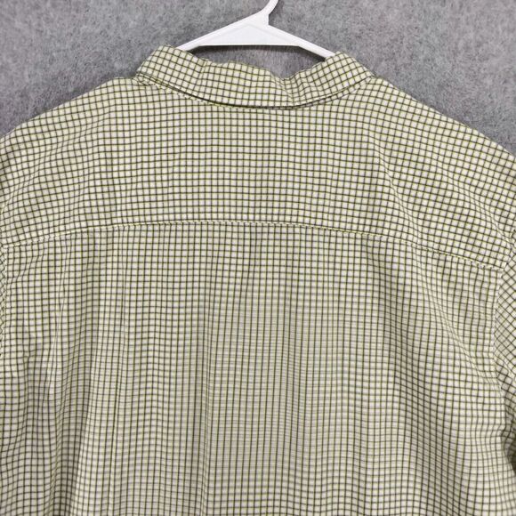 Columbia PFG Mens Size Large Short Sleeve Button Down Shirt Yellow Gingham Plaid - Picture 7 of 9